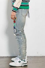 MULTI PATCHES SLIM FIT PANTS