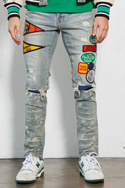 MULTI PATCHES SLIM FIT PANTS