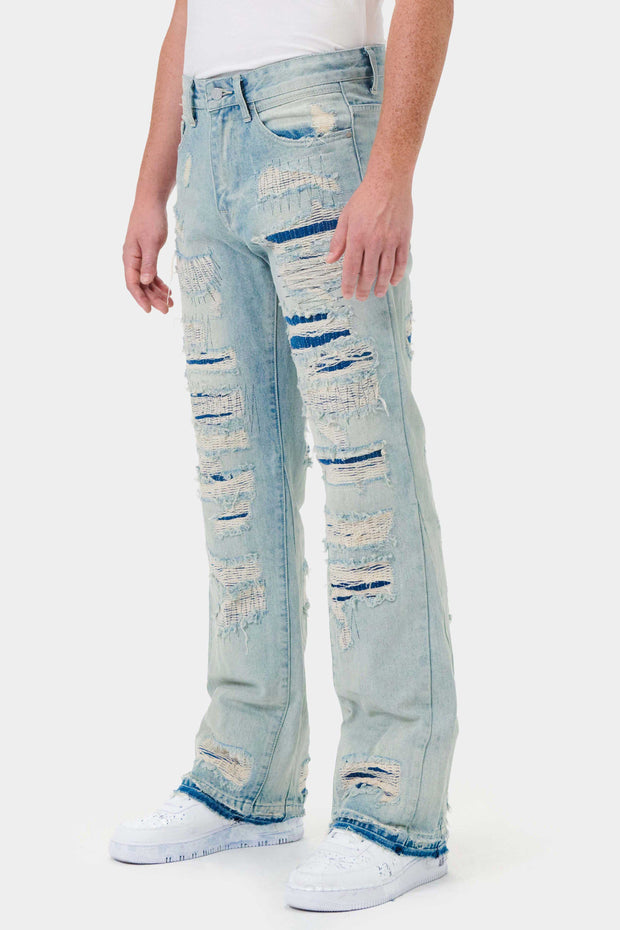 HEAVY DESTROYED RELAXED FLARE DENIM