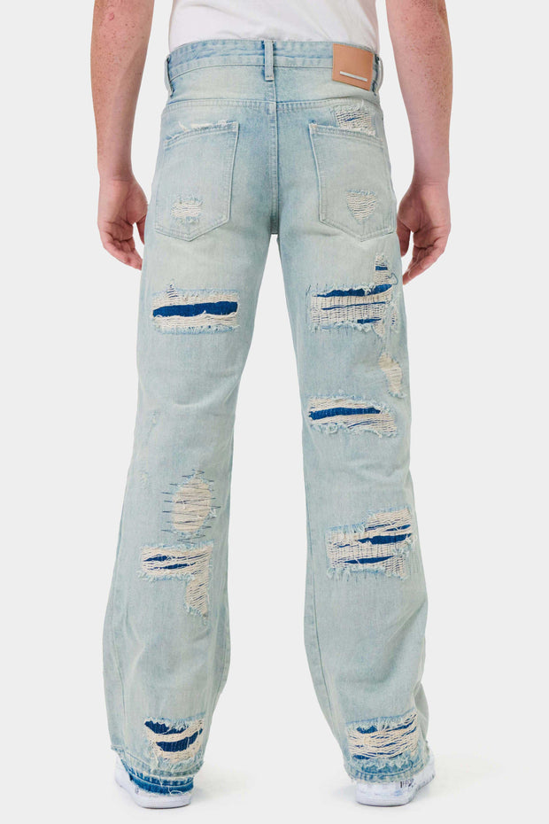 HEAVY DESTROYED RELAXED FLARE DENIM