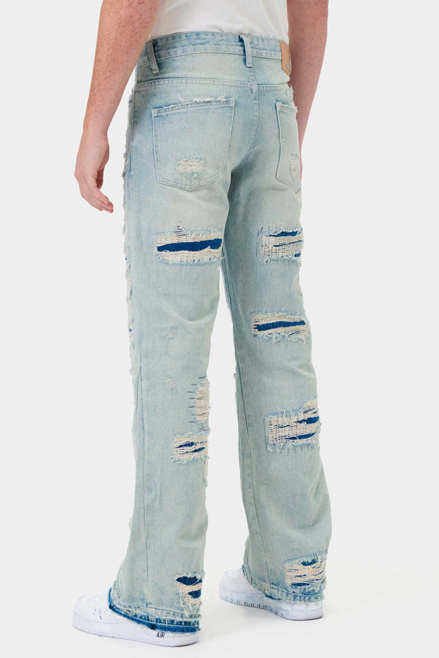 HEAVY DESTROYED RELAXED FLARE DENIM