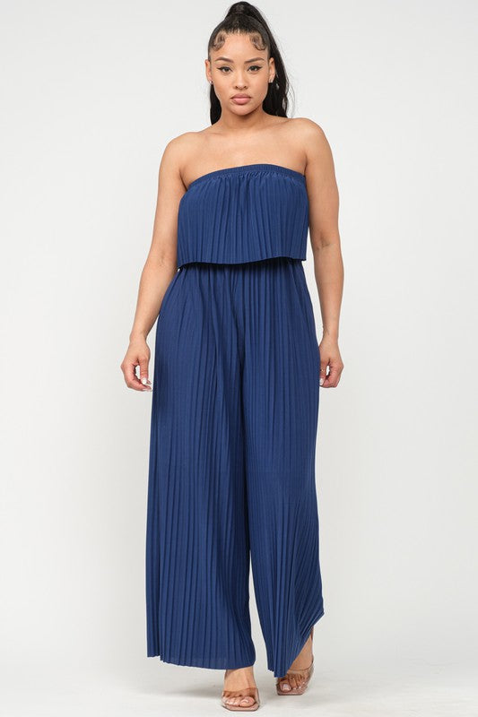  ANGELAPLEATED OFF SHOULDER JUMPSUIT