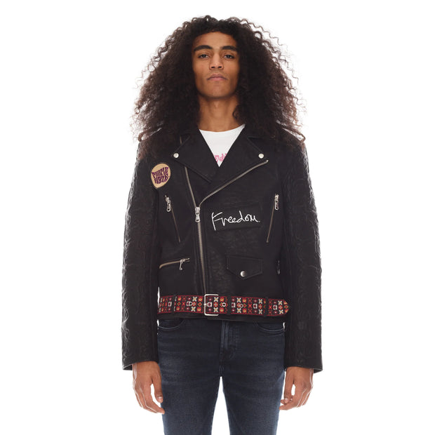 HENDRIX LEATHER MOTO JACKET IN BLACK