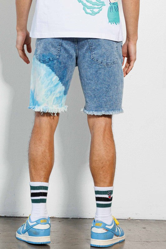 TROPICAL VACATION GRAPHIC DENIM SHORTS