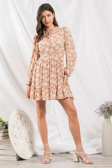 EMY WAIST LONG SLEEVE MINI DRESS