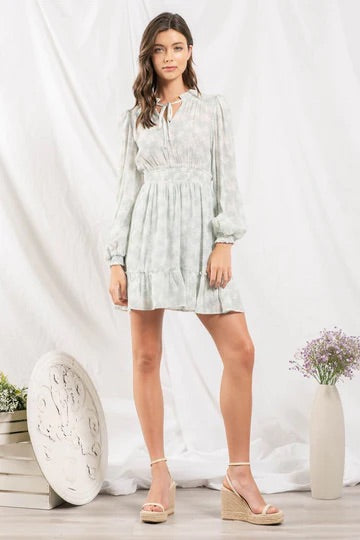 EMY WAIST LONG SLEEVE MINI DRESS