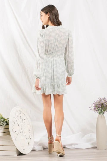EMY WAIST LONG SLEEVE MINI DRESS