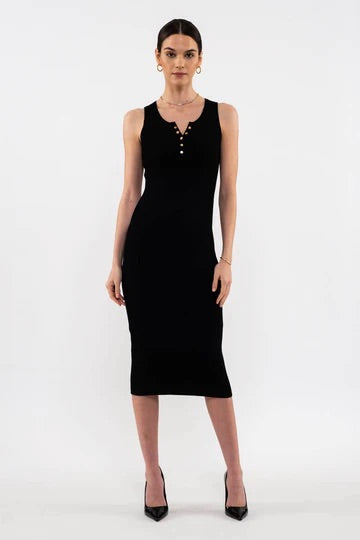 SANDREA RIBBED BODYCON MIDI DRESS