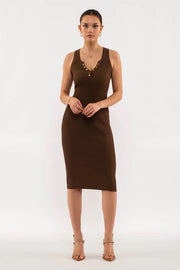 SANDREA RIBBED BODYCON MIDI DRESS