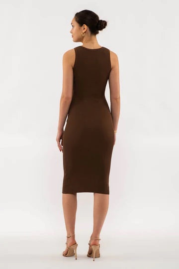 SANDREA RIBBED BODYCON MIDI DRESS